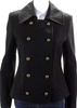 DONNA KARAN NY. DKNY. DKNY Black Wool Shearling Long Sleeve Double Breasted Jacket