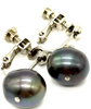 Vintage Japan Luxury Black Pearls W/Stainless Steel Screw Back Settings