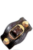 Balenciaga Paris. Dark Brown Animal Skin Leather Goldplated Arena Giant Bracelet