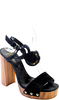 Lanvin Paris. Black Suede Platform Ankle Buckle Open Toe Sandals Size 39