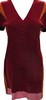 Miu Miu Italy. Red, Pink Silk Short Sleeve V Neck Silk Colorblock Dress