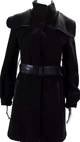 Maison Margiela Paris. Black Wool Blend Snap Front Jacket