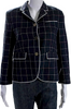 Thom Browne NY. Collared Long Sleeves Unlined Plaid Blazer