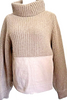 Haider Ackerman Belgium.  Beige Chunky Pockets Sweater Mixed Material Turtleneck