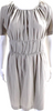 Jil Sander Beige Pleated Round Neck Short Sleeve Zip Up Dress