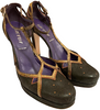 PRADA ITALY. Dark Brown Leather Ankle Strap Pumps 37.5