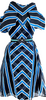 Fendi Italy. Blue Chevron Pattern Collection Cotton, Polyester, Polyurethane Dress