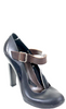 Marni Italy. Black Leather & Brown Ankle Strap Round Toe Pumps Size 39