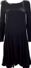 Chloe Paris. Midnight Blue Acetate Scoop Neck Long Sleeve Pockets Shift Dress