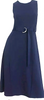 Whistles UK. Navy Crepe Sleeveless Belted Midi Dress