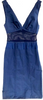 Louis Vuitton Paris. Blue/Dark Blue Mesh Accents Cotton Blend Dress