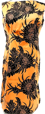 DONNA KARAN. DKNY Black Floral Print Tie Collar Short Sleeve Shift Dress Black