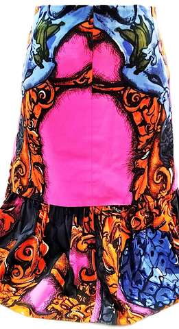 Dolce & Gabbana Italy. Black 3/4 Sleeve Lace Pattern Ruched Dress