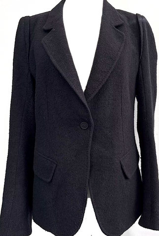 Isabel Marant Etoile Paris. Black Tweed One Button Unlined Jacket/Blazer