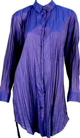 Maison Margiela Paris. MM6. Midnite Blue Navy Silk Crew Neck Shift Dress