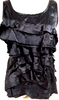 Prada Italy. Black Silk Ruffle Top