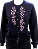 Comme Des Garcons Japan. GIRL (BY HYSTERIC GLAMOUR DESIGN) Dark Blue Floral Wool Button Cardigan