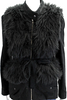 Loeffler Randall Black Cotton Faux Fur Front Long Sleeve Jacket