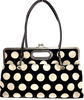 AYANOKOJI JAPAN. Black Canvas/White Polka Dot Kiss Lock Handbag