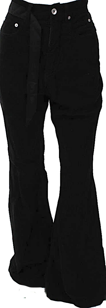 Rick Owens Paris. Drkshdw. Black Corduroy High Rise Wide Flared Pants