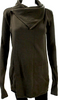 Rick Owens Paris. Brown Ribbed Long Sleeve Open Front Cardigan Sweater