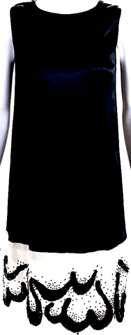 Maison Margiela Paris. MM6. Midnite Blue Navy Silk Crew Neck Shift Dress