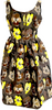 Prada Italy. Dark Brown Wool, Silk Floral Dress