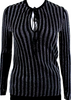 Stella McCartney UK. Silver Tie Neck Metallic Knit Stripe Sweater Blouse