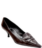 Prada Italy. Walnut Brown Leather Loafer Pointed Toe Pumps  Size 39.5 9.5