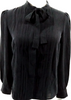 Prada Italy. Black Silk Tie Blouse/Top