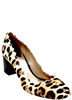 Chloe Paris.  Brown Pony Hair Leopard Spotted Scalloped Pumps Block Heel  Size 38.5