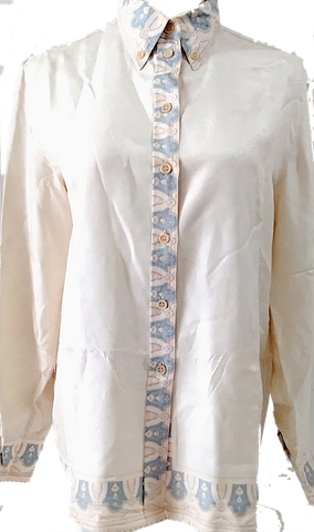 Azzedine Alaia PARIS. Cotton Spotted Pleated Cream Color Zip Up Knee Length Skirt