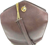 CELINE PARIS. Brown Leather Long Strap/Chain Shoulder Bag