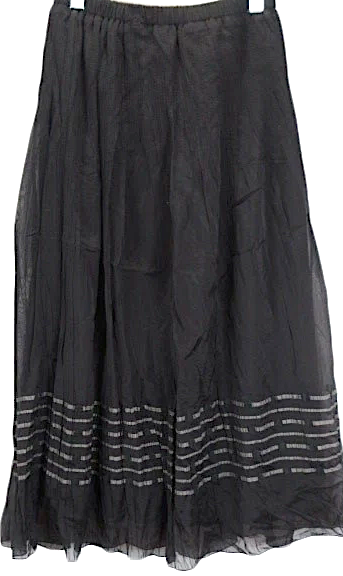Christian Aujard NEW W TAGS. Black Chiffon Dot Long Maxi Skirt