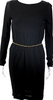 Gucci Italy. Black Viscose Crew Neck Embellished Waist Long Sleeve Dress