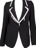 ANN DEMEULEMEESTER Belgium. Black Wool Woven Fringed Lapel Blazer Jacket