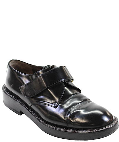 Robert Clergerie Paris. Black Leather Platform Sandal Peep Toe Wedge Shoe 39.5