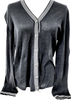 Fendi Italy. Black Cotton Blend Button Front Cardigan Style Top