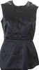 Prada Italy. Black Solid Black Crew Neck Sleeveless Zip Back Peplum Blouse Top