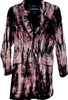 YOSHIKI HISHINUMA JAPAN. Eggplant Abstract Print Crushed Velvet Button Front Coat