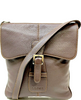 LOEWE MADRID. Brown Pebbled Leather Buckle Long Strap Shoulder Bag