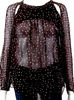 Isabel Marant Etoile Paris. Dark Burnt Umber Color Printed Crew Neck Semi-Sheer Blouse