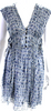 Isabel Marant Paris. Blue Sleeveless Ruched Elastic Waist Tie Dye Maxi Dress