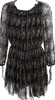 Isabel Marant Etoile Paris. Black Silk Floral Long Mesh Sleeved Dress