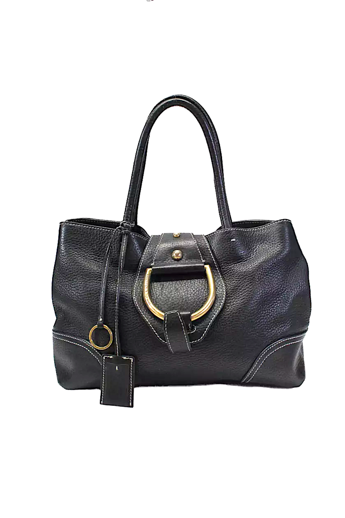 Dolce & Gabbana Italy. Black Grain Leather Shoulder Bag / Tote/ Handbag