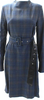 Toga Pulla Archives Japan. Wool Blue Plaid Print Zippered Detail Belted Dress