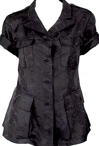 Comme des Garçons Japan. Black Ruffle Accents Wool Blazer