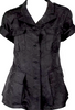 DRIES VAN NOTEN Belgium. Black Silk Jacquard Snap-Front Short Sleeve Jacket