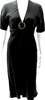 Prada Italy. Black Short Sleeve V Neck Knee Length Silk Shift Dress