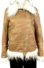 Diesel. Honey Brown Color Leather Faux Fur Boho Chic 70's Inspired Jacket